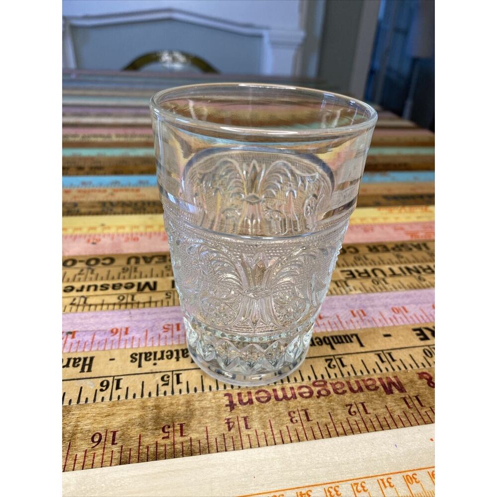 Vintage‎ Starburst Pattern Clear Heavy Juice Glass Oatmeal Glasses 3 MCM 1960s - Picture 7 of 10
